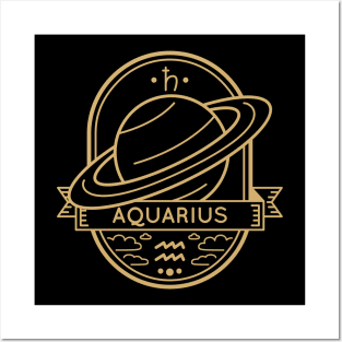 Aquarius Gold Planet Sigil Posters and Art